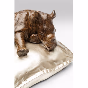 Figurka dekoracyjna SLEEPING RHINO - brązowy/złoty