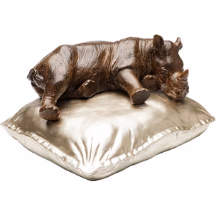 Figurka dekoracyjna SLEEPING RHINO - brązowy/złoty