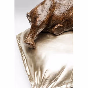 Figurka dekoracyjna SLEEPING RHINO - brązowy/złoty