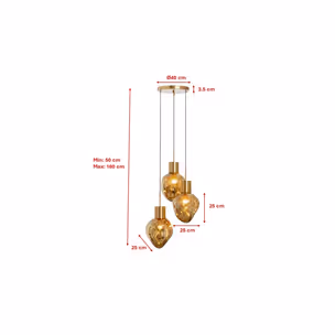 Lampa wisząca SUPERNOVA AMBER TRE 45 - złoty