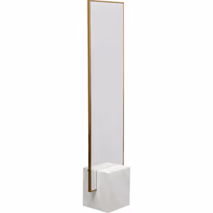 Lustro stojące z marmurową podstawą HULDA BRASS - złoty/biały
