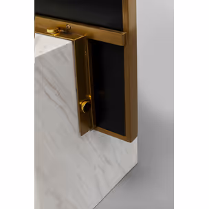 Lustro stojące z marmurową podstawą HULDA BRASS - złoty/biały