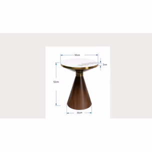 Stolik okrągły CONO CERAMIC 50 - biały/brązowy