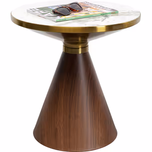 Stolik okrągły CONO CERAMIC 50 - biały/brązowy