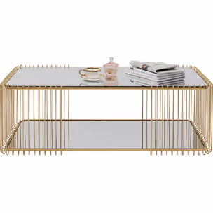 Stolik kawowy WIRE DOUBLE 120x60 - lustrzany/złoty