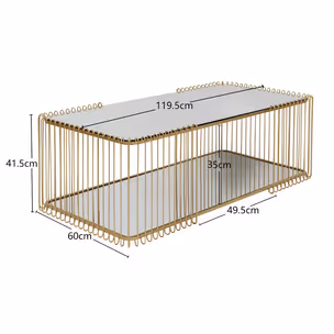 Stolik kawowy WIRE DOUBLE 120x60 - lustrzany/złoty