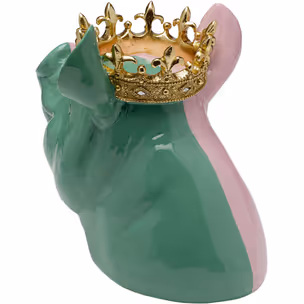 Figurka dekoracyjna CROWNED PIG - różowy/zielony