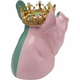 Figurka dekoracyjna CROWNED PIG - różowy/zielony