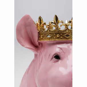 Figurka dekoracyjna CROWNED PIG - różowy/zielony