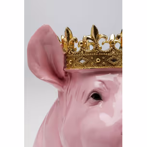 Figurka dekoracyjna CROWNED PIG - różowy/zielony