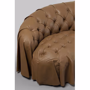 Sofa skórzana pikowana DRAPES - brązowy