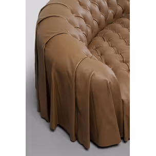 Sofa skórzana pikowana DRAPES - brązowy