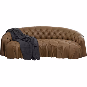 Sofa skórzana pikowana DRAPES - brązowy