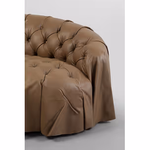 Sofa skórzana pikowana DRAPES - brązowy