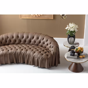 Sofa skórzana pikowana DRAPES - brązowy
