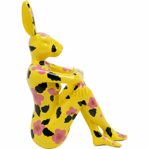 Figurka dekoracyjna GANGSTER RABBIT 80 - żółty w kwiaty