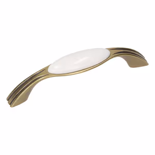 Uchwyt UP17 - mosiądz patynowany, biała porcelana / rozstaw 96 mm