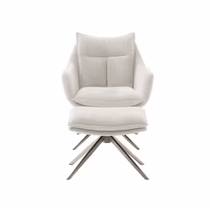 Fotel z podnóżkiem PARKER PKLE60 - kremowy/stal