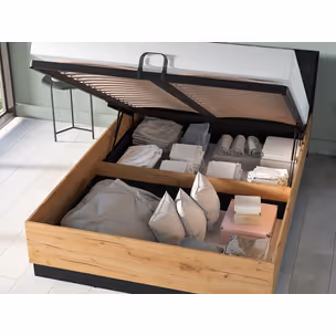 Łóżko URSO 1301 z podnoszonym stelażem, do materaca 140 cm - dąb craft złoty/czarny