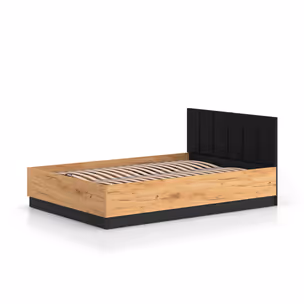 Łóżko URSO 1301 z podnoszonym stelażem, do materaca 140 cm - dąb craft złoty/czarny