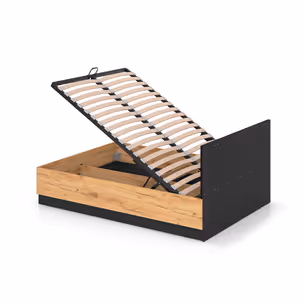 Łóżko URSO 1401 z podnoszonym stelażem, do materaca 160 cm- dąb craft złoty/czarny