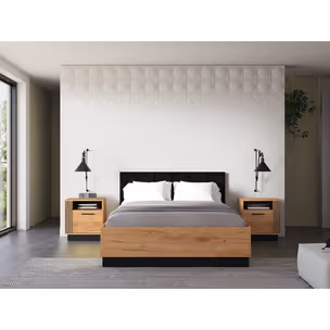 Łóżko URSO 1401 z podnoszonym stelażem, do materaca 160 cm- dąb craft złoty/czarny