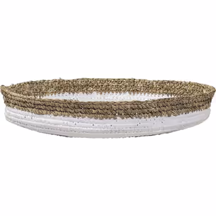 Koszyk dekoracyjny z rafii 44 cm - biały/naturalny