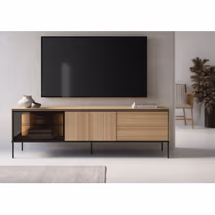 Szafka RTV podświetlana VISSO VI-08 197 cm - dąb linearny