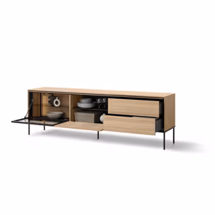 Szafka RTV podświetlana VISSO VI-08 197 cm - dąb linearny