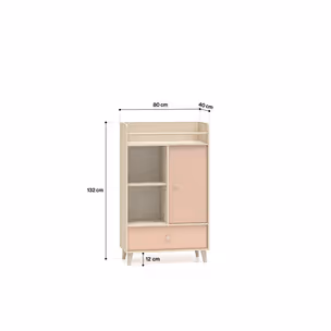 Komoda wysoka MEVEL 04 - beż piaskowy/millenial pink