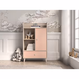 Komoda wysoka MEVEL 04 - beż piaskowy/millenial pink