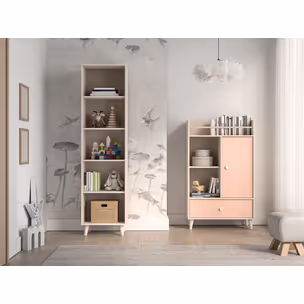 Komoda wysoka MEVEL 04 - beż piaskowy/millenial pink