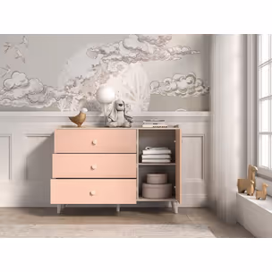 Komoda 1-drzwiowa MEVEL 05 - beż piaskowy/millenial pink