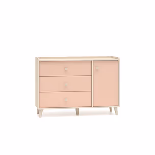 Komoda 1-drzwiowa MEVEL 05 - beż piaskowy/millenial pink