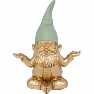 Figurka dekoracyjna GNOME MEDITATION 19 - zielony/złoty