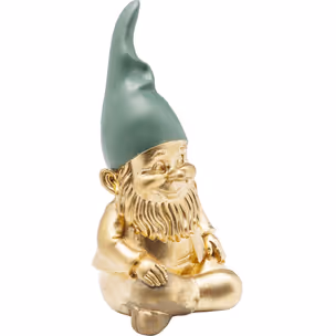Figurka dekoracyjna GNOME SITTING - złoty/zielony
