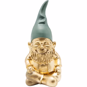 Figurka dekoracyjna GNOME SITTING - złoty/zielony