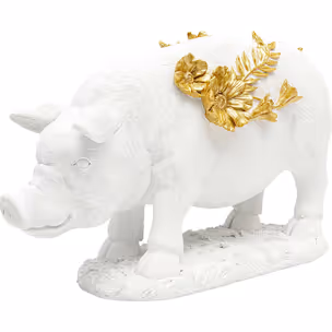 Figurka dekoracyjna FLOWER PIG - biały