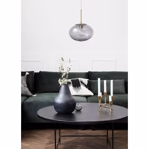 Lampa wisząca szklana 22x17 - szary/złoty