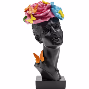 Figurka dekoracyjna BUTTERFLY LADY - czarny/kolorowy