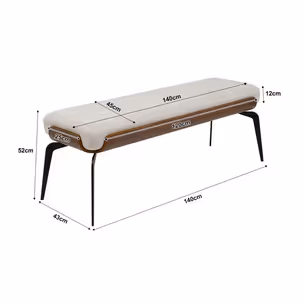 Ławka tapicerowana MARC 140 cm - beżowy/czarny