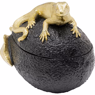 Pojemnik dekoracyjny AVOCADO LIZARD - czarny/złoty