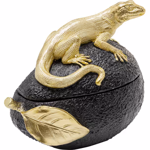 Pojemnik dekoracyjny AVOCADO LIZARD - czarny/złoty