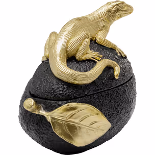Pojemnik dekoracyjny AVOCADO LIZARD - czarny/złoty