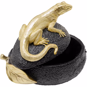 Pojemnik dekoracyjny AVOCADO LIZARD - czarny/złoty