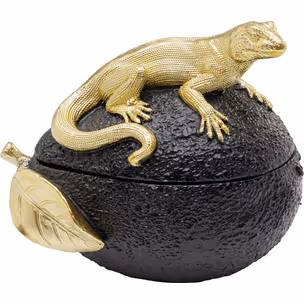 Pojemnik dekoracyjny AVOCADO LIZARD - czarny/złoty