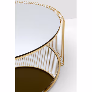 Stolik kawowy okrągły WIRE DOUBLE 80 cm - mosiężny