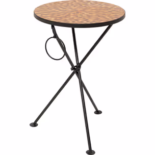Stolik boczny okrągły CLACK MOSAIC ORANGE 35 cm - pomarańczowy/czarny