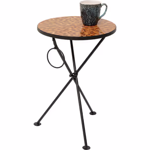Stolik boczny okrągły CLACK MOSAIC ORANGE 35 cm - pomarańczowy/czarny