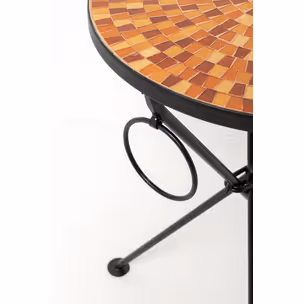 Stolik boczny okrągły CLACK MOSAIC ORANGE 35 cm - pomarańczowy/czarny